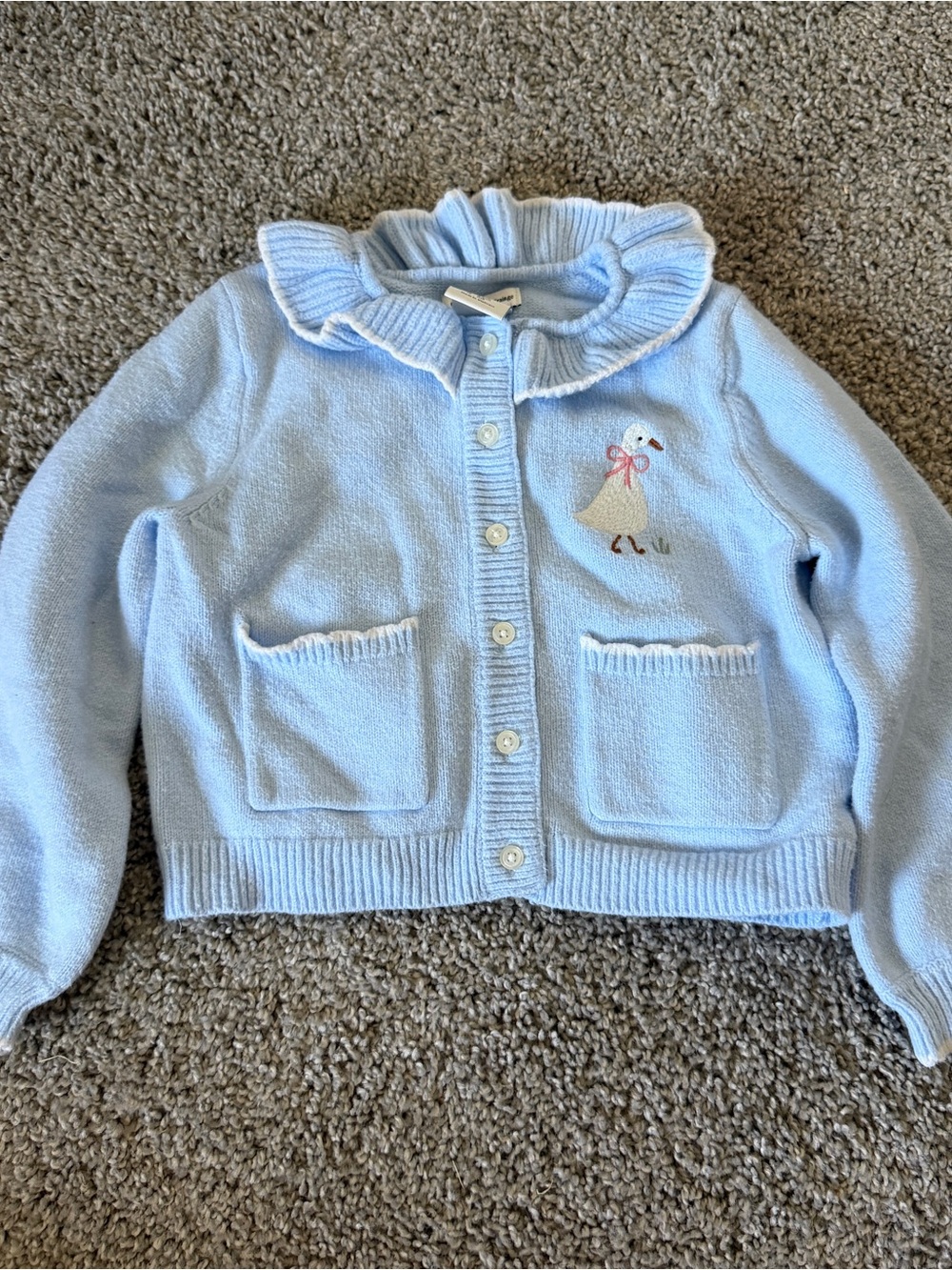 NWOT Amazon Essentials x Sofia Grainge Blue Goose Embroidered Ruffle Cardigan |
